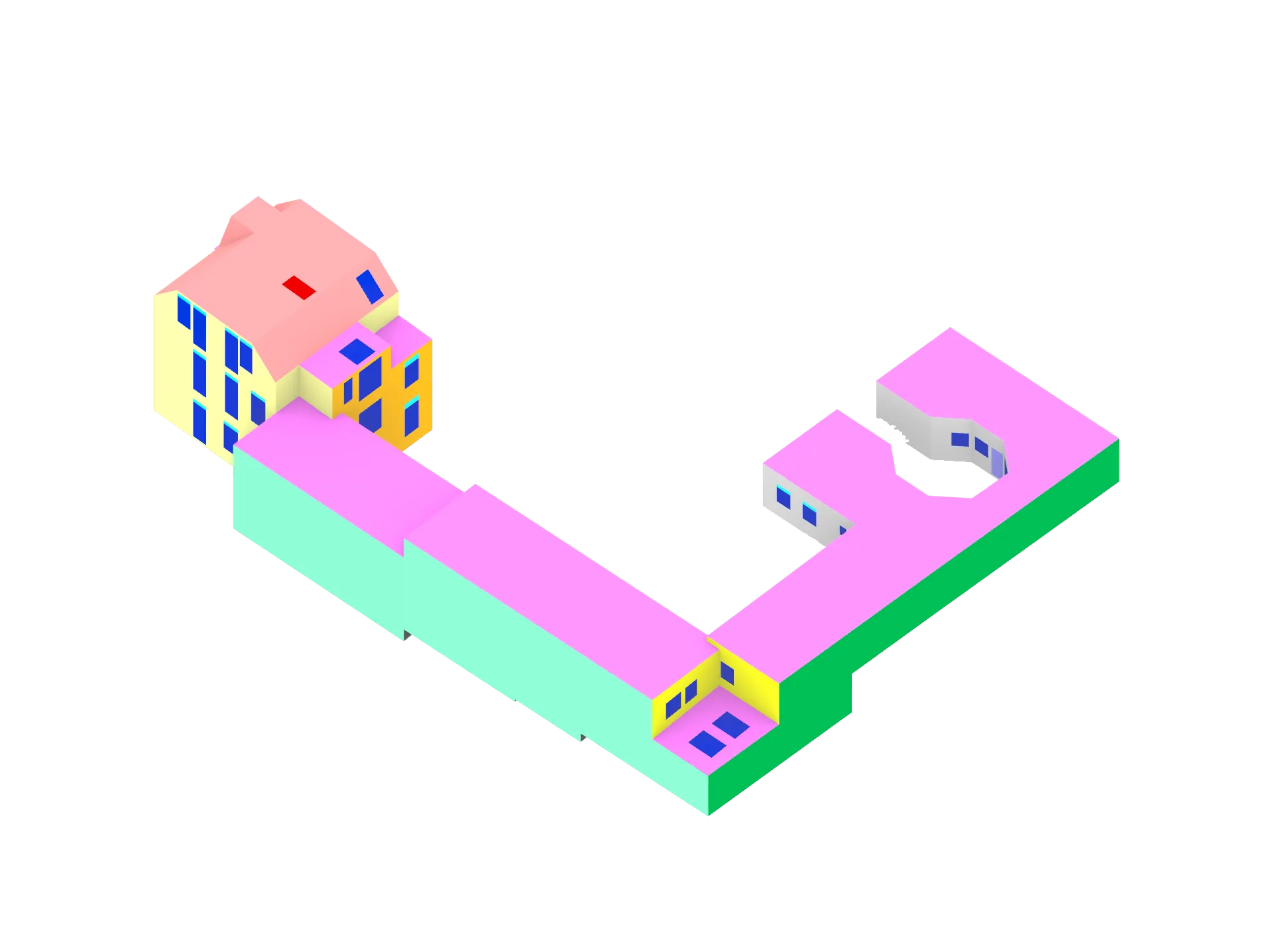 Huellflaechen: Südwest isometrische Perspektive